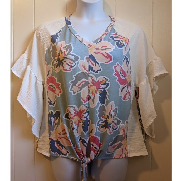Floral Print Top with Bell Sleeves - Picture 4 of 4